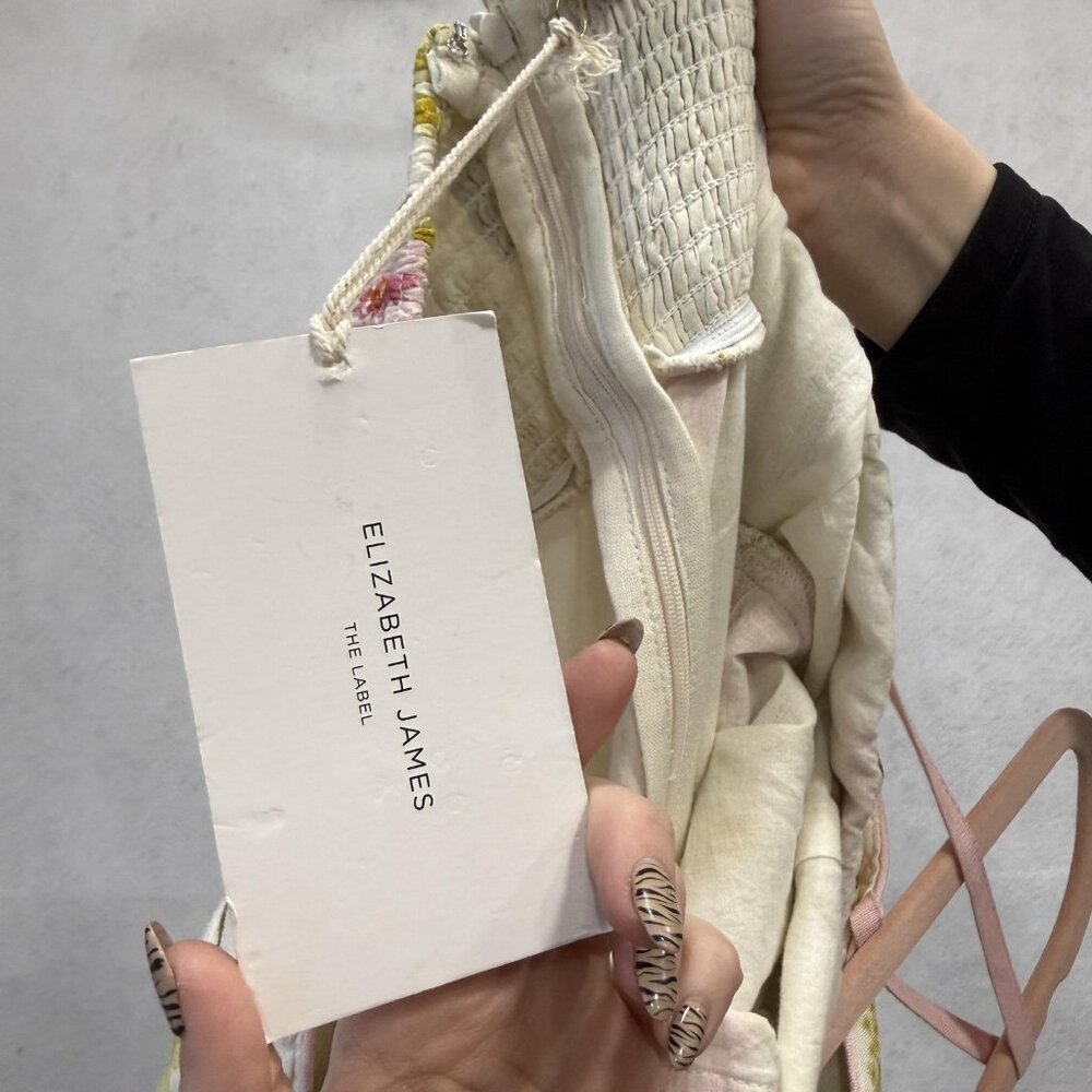 Elizabeth James The Label Annalisa Dress Womens Large White Floral Maxi Sundress - Picture 5 of 11